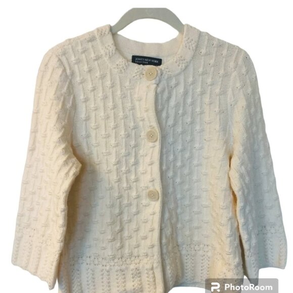 Women's Jones New York Collection Off-White Cardigan Sweater Small - Picture 1 of 8